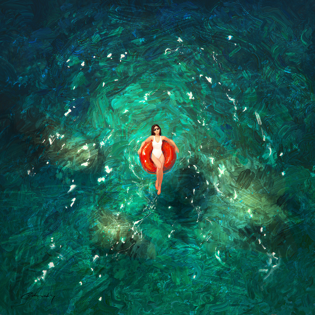 Somewhere at this time. - Art, Girls, Sea, Tan, Swimming, Digital, Rhads