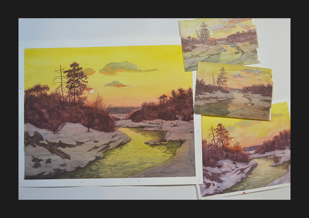 Sunset from Andriyaka - My, Andriyaka, Sunset, Watercolor, Stud, Copy, Handwriting, Sunrise, Video, Longpost