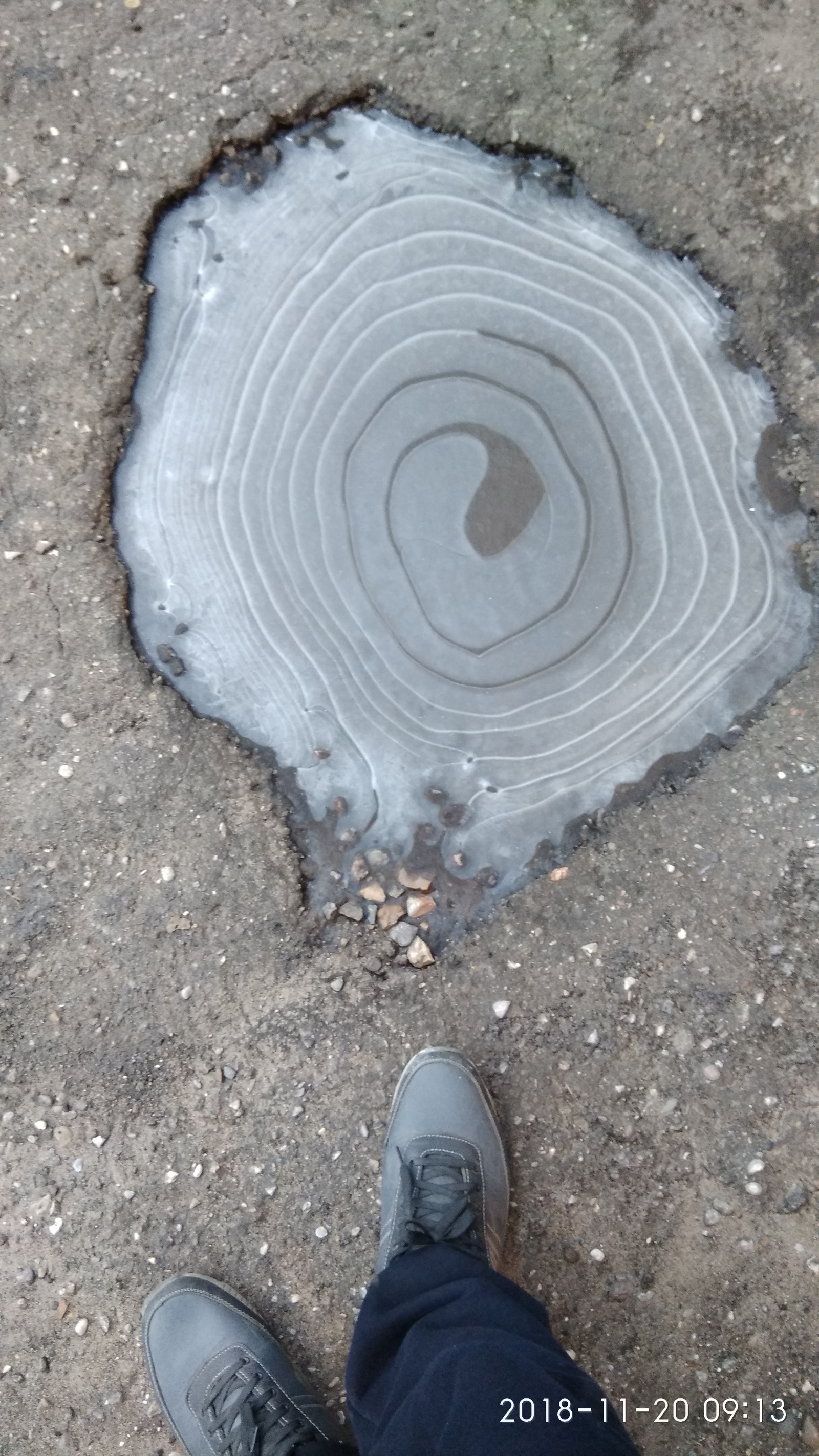 Ice Spiral. - My, Puddle, Ice