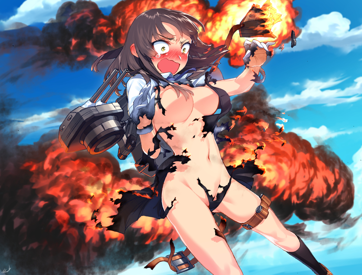 Oyashio (Heavily damaged) - NSFW, Kantai Collection, Oyashio, Heavily damaged, Этти, Anime Art, Аниме, Арт