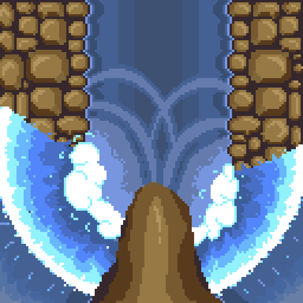 Водопад - Pixel Art, Моё, Водопад