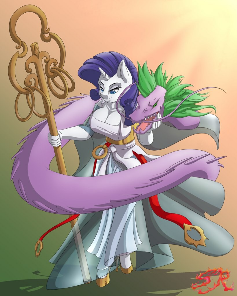 Rare shaman - My little pony, Rarity, Spike, Anthro, MLP Edge