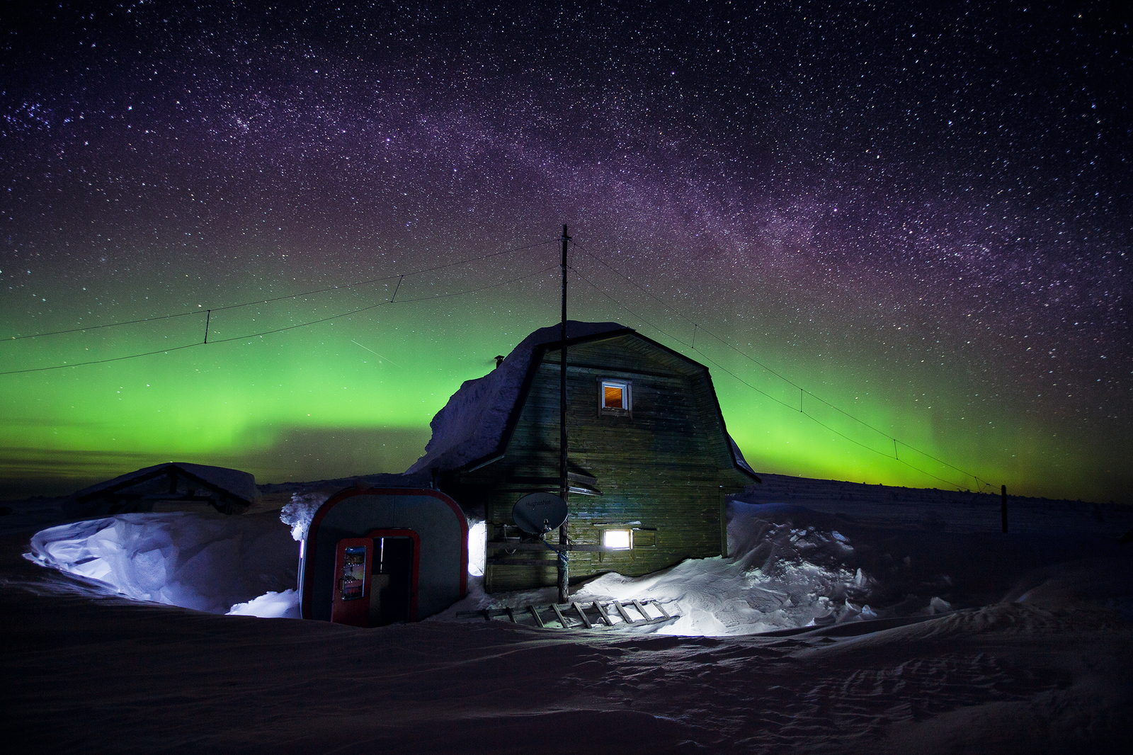 The huntsman's hut - My, Komi, Northern Ural, Polar Lights, Travels, Pechora, Winter, Manpupunyor, 