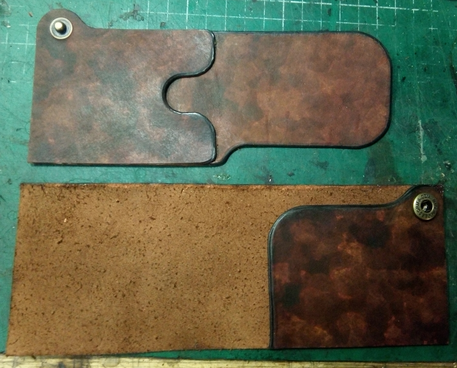 Simple bifold + process pieces - My, Leather craft, Handmade, Leather, Wallet, Needlework with process, Longpost