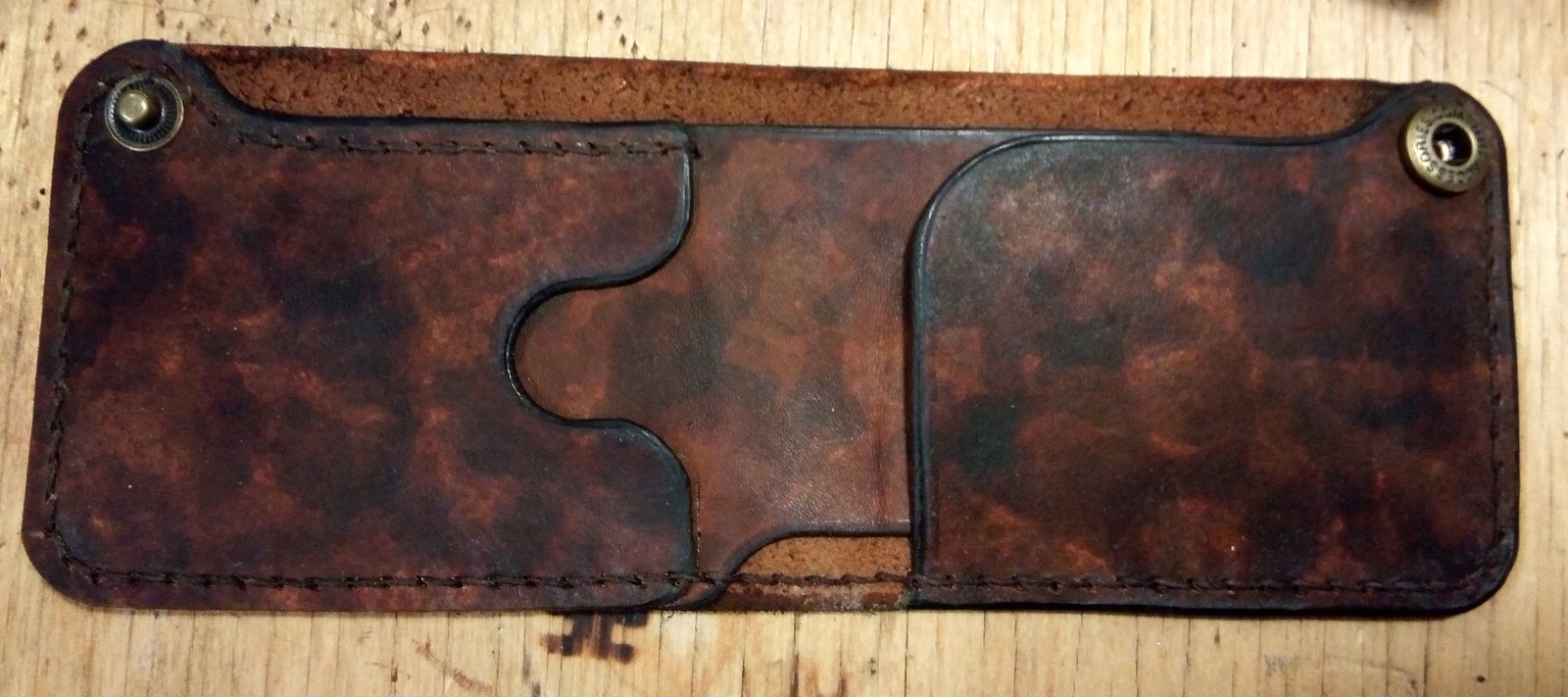 Simple bifold + process pieces - My, Leather craft, Handmade, Leather, Wallet, Needlework with process, Longpost