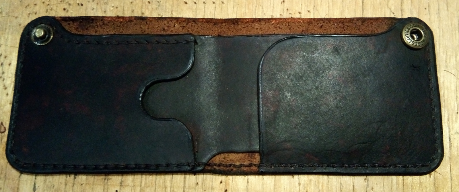 Simple bifold + process pieces - My, Leather craft, Handmade, Leather, Wallet, Needlework with process, Longpost