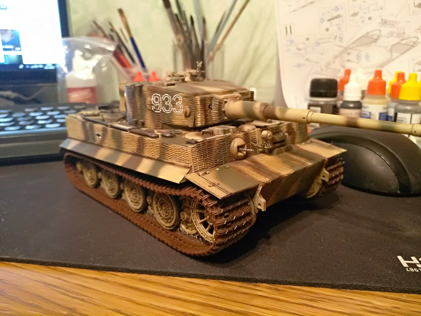 And I finally finished washing. The late Tiger took shape - My, Modeling, Stand modeling, Tanks, Models, Assembly, Painting, The Great Patriotic War, Longpost