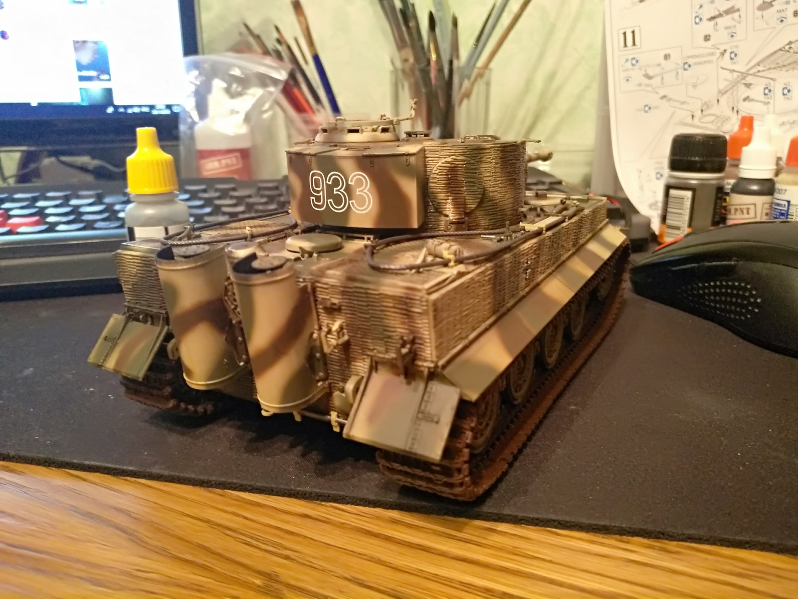 And I finally finished washing. The late Tiger took shape - My, Modeling, Stand modeling, Tanks, Models, Assembly, Painting, The Great Patriotic War, Longpost