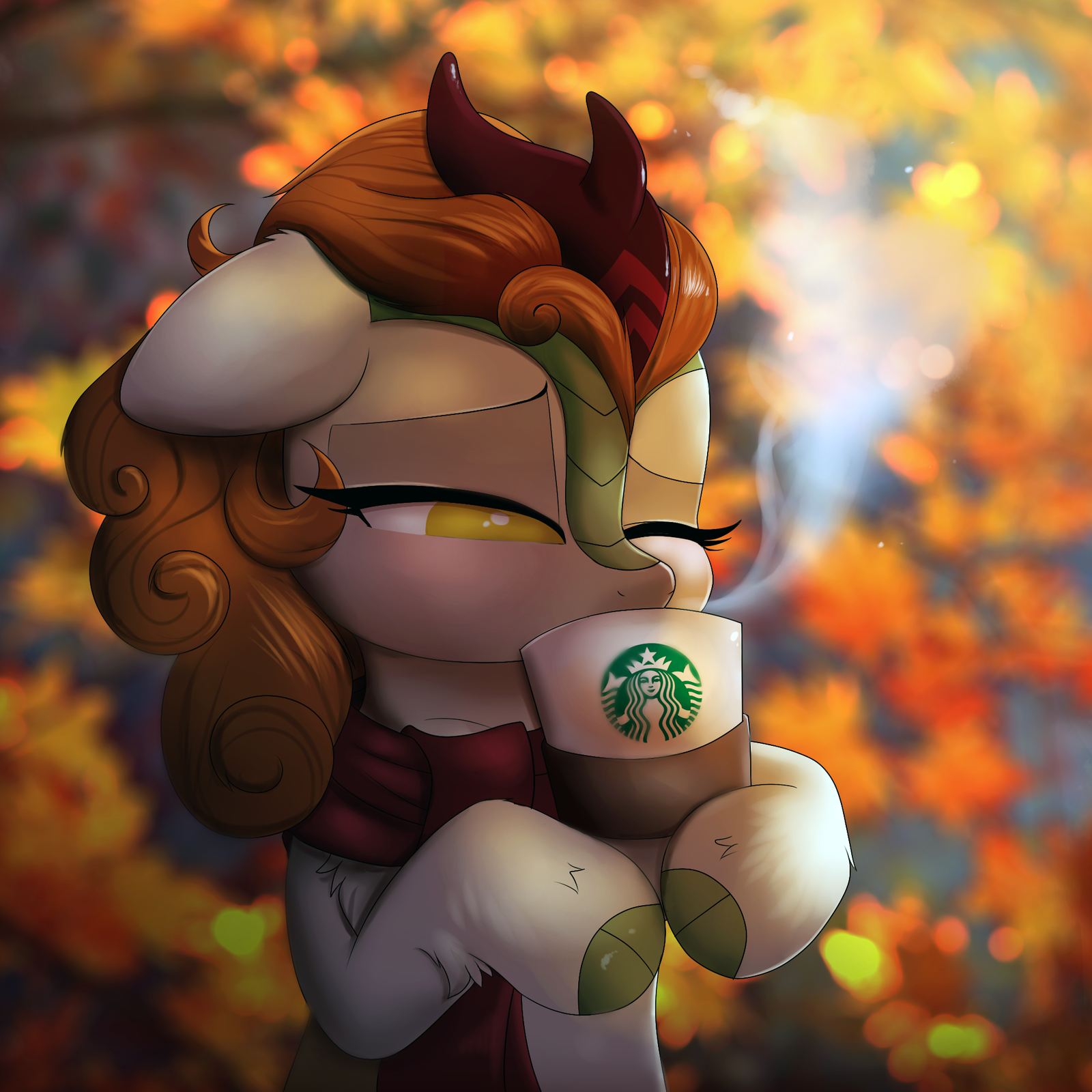 Autumn - My little pony, Autumn blaze, Autumn, Coffee, Ravensunart, MLP Kirin