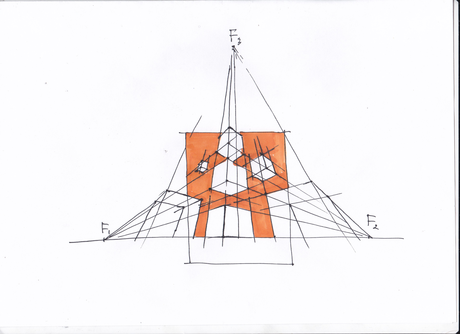 How to learn to draw? Perspective with three vanishing points. - My, Drawing lessons, Painting, Curved Line, Drawing, , Longpost, Video