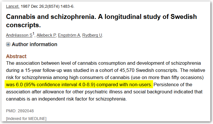 Марихуана и шизофрения (2): шведские призывники - Моё, Марихуана, Шизофрения, Медицина, Статистика, Марихуана - фактор шизы, Призывники, Длиннопост, Призыв в армию