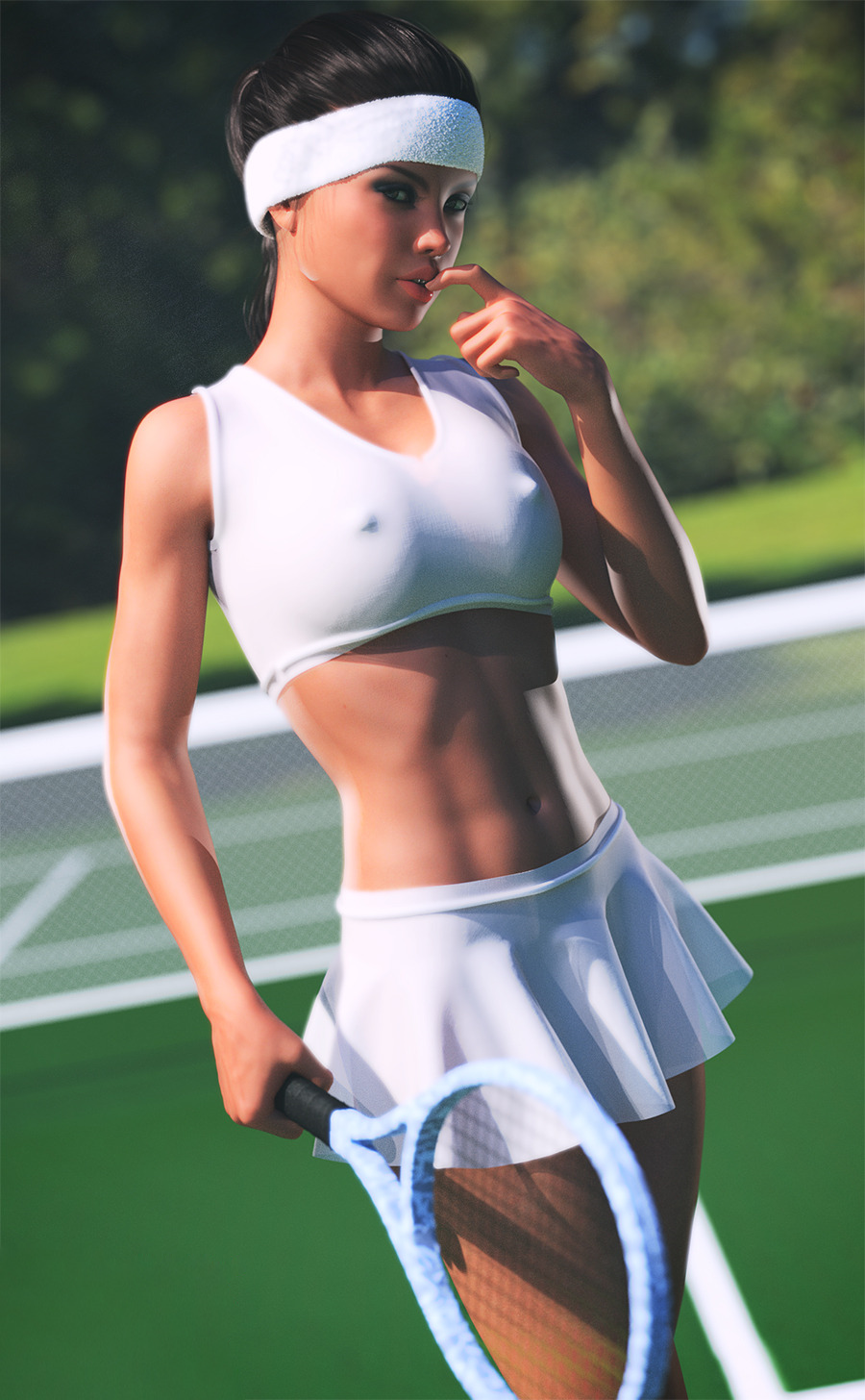 Tennis player Zara - NSFW, 3dx, Girls, Tennis, 3D, Hand-drawn erotica, Longpost