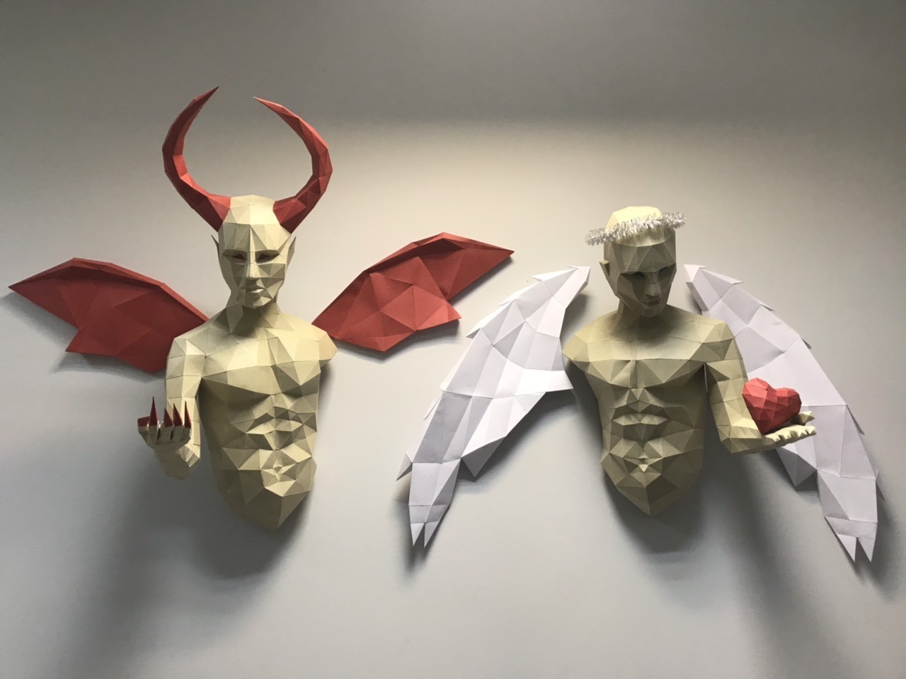 Lucifer and angel. Papercraft. - My, Papercraft, Creation, Longpost