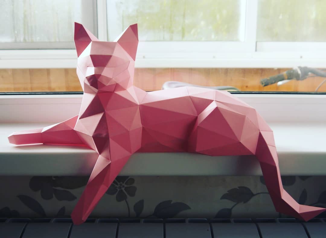 Бумажное моделирование: низкополигональные модели - Моё, Papercraft, Лиса, Кот, Утка, Рукоделие без процесса, Фотография, Длиннопост