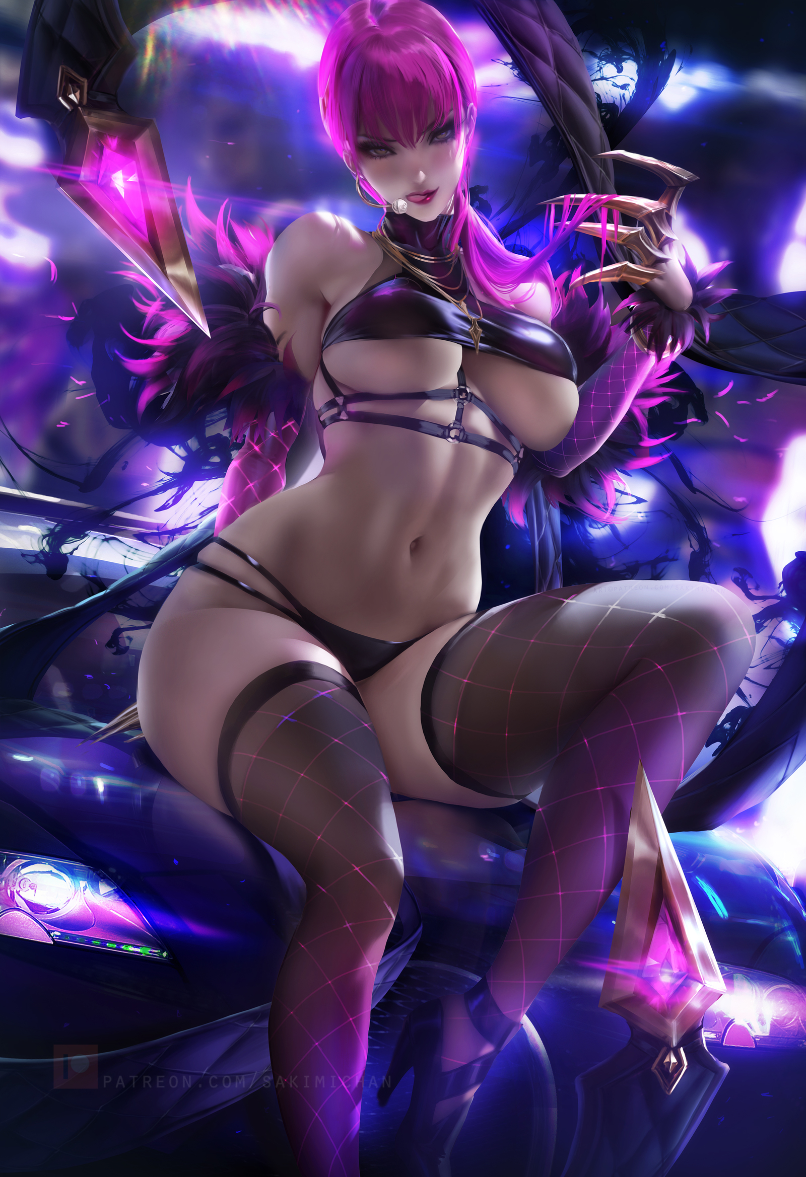 K/DA Evelynn NSFW - NSFW, Арт, Sakimichan, League of Legends, Evelynn, KDA