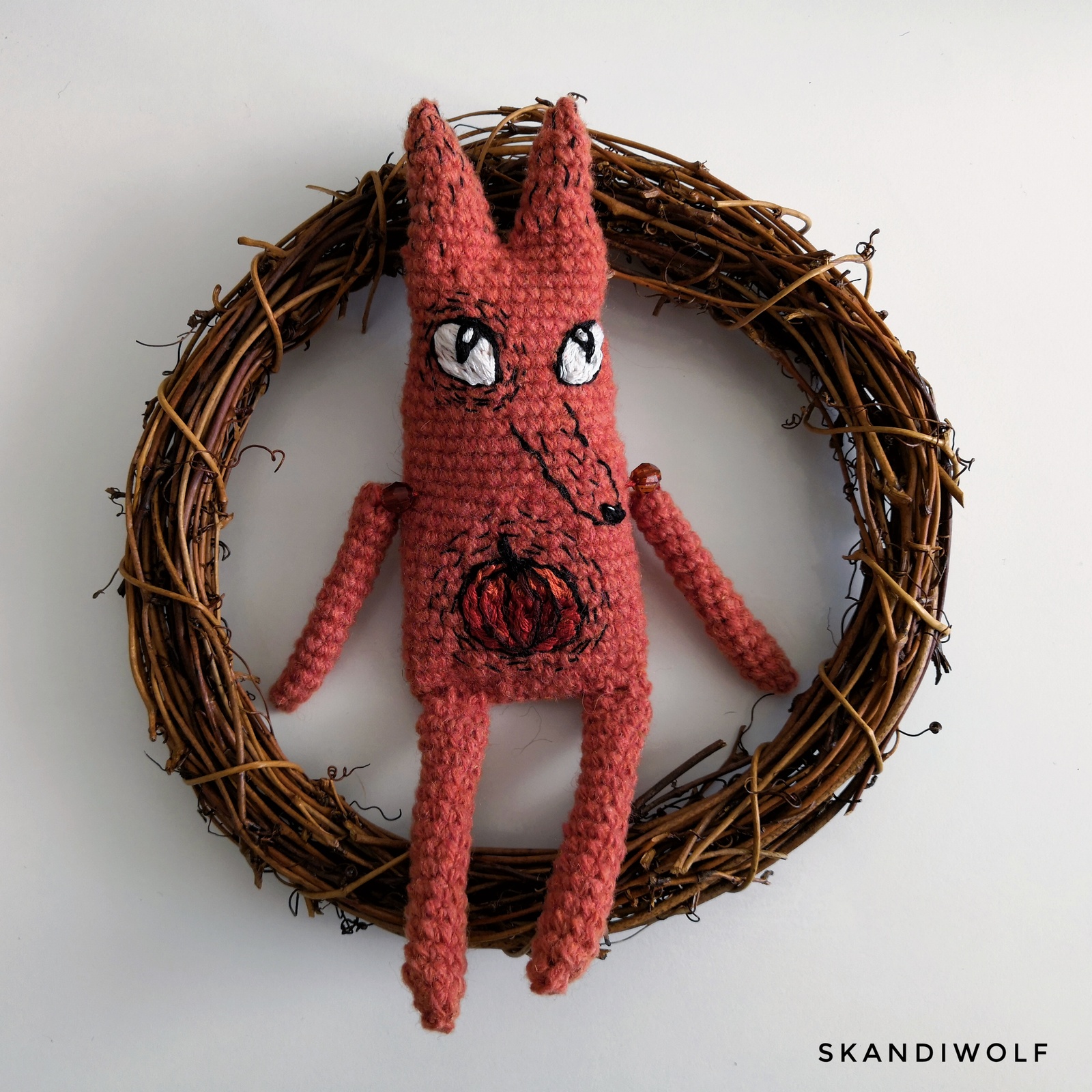 wolf pumpkins - My, Amigurumi, Doll, Toys, Soft toy, Wolf, Knitting, Crochet, Needlework without process, Longpost