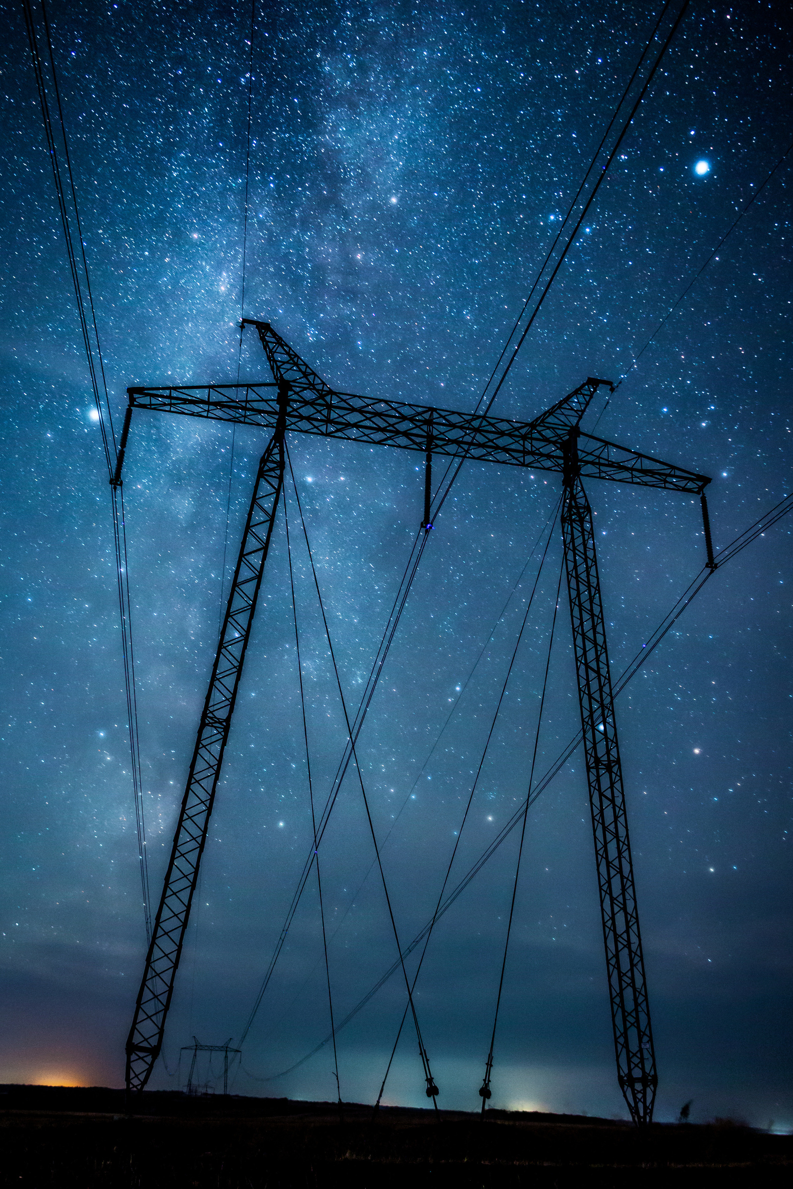 energy - My, The photo, Space, Night, Starry sky, Milky Way, Power lines