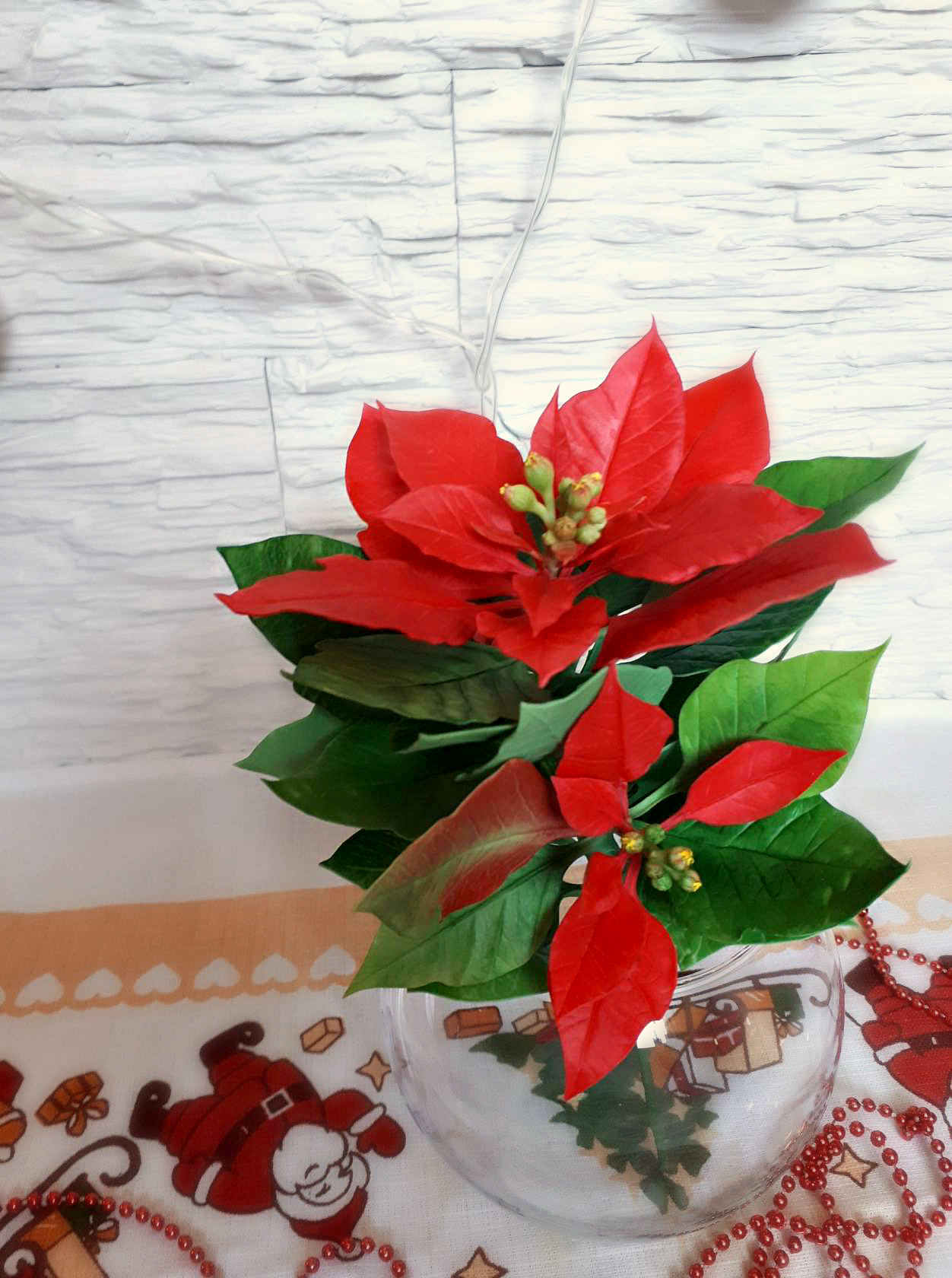 Polymer clay poinsettia. - My, Christmas star, Polymer clay, , Needlework without process, New Year, Handmade, Longpost