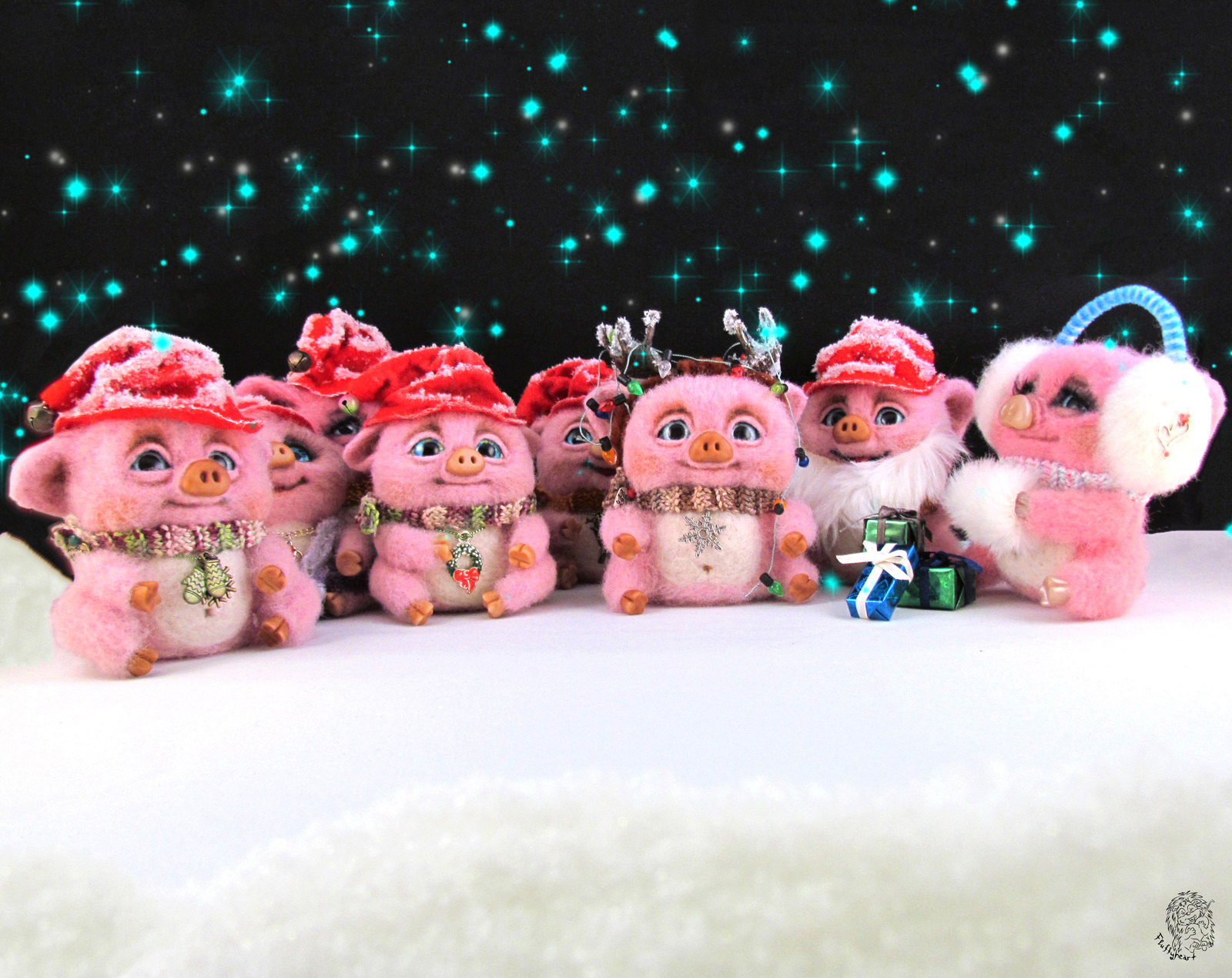 Pigs all around, pigs everywhere... - My, Longpost, New Year, Author's toy, Needlework without process, Pig year, Boar, Piglets, Pig