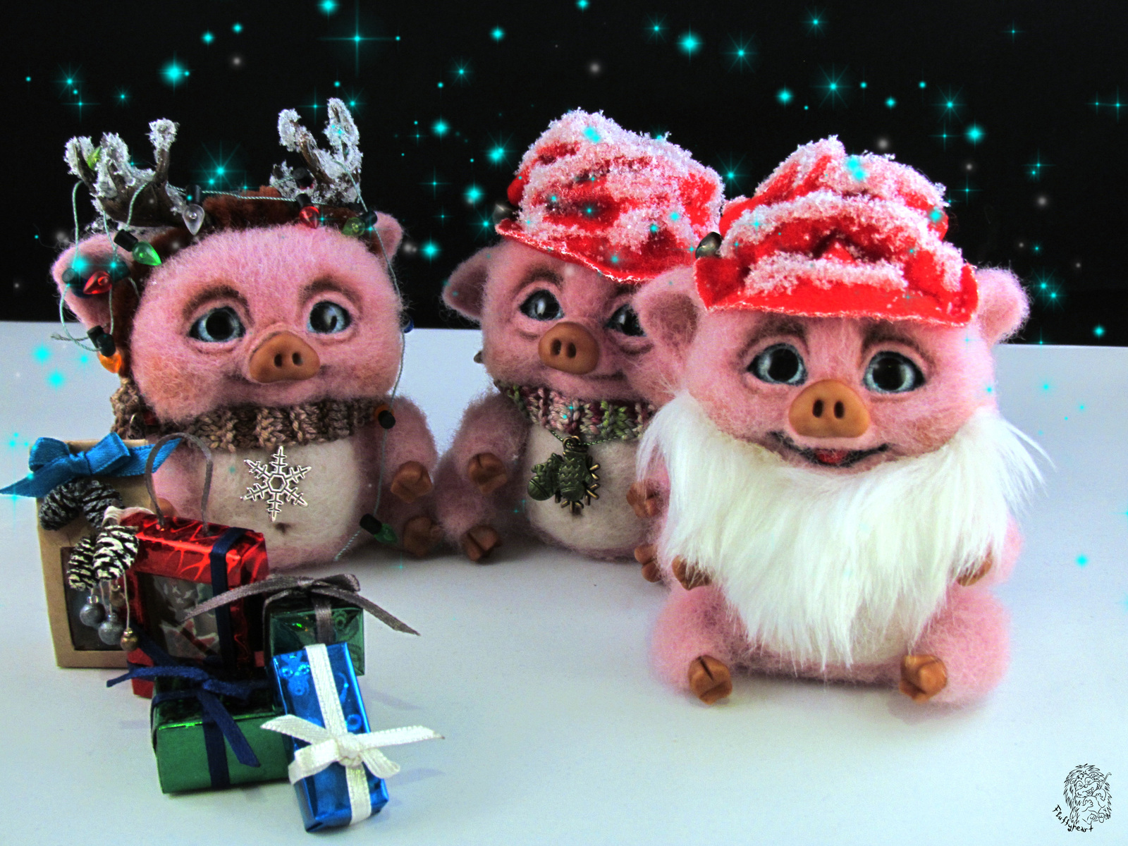 Pigs all around, pigs everywhere... - My, Longpost, New Year, Author's toy, Needlework without process, Pig year, Boar, Piglets, Pig