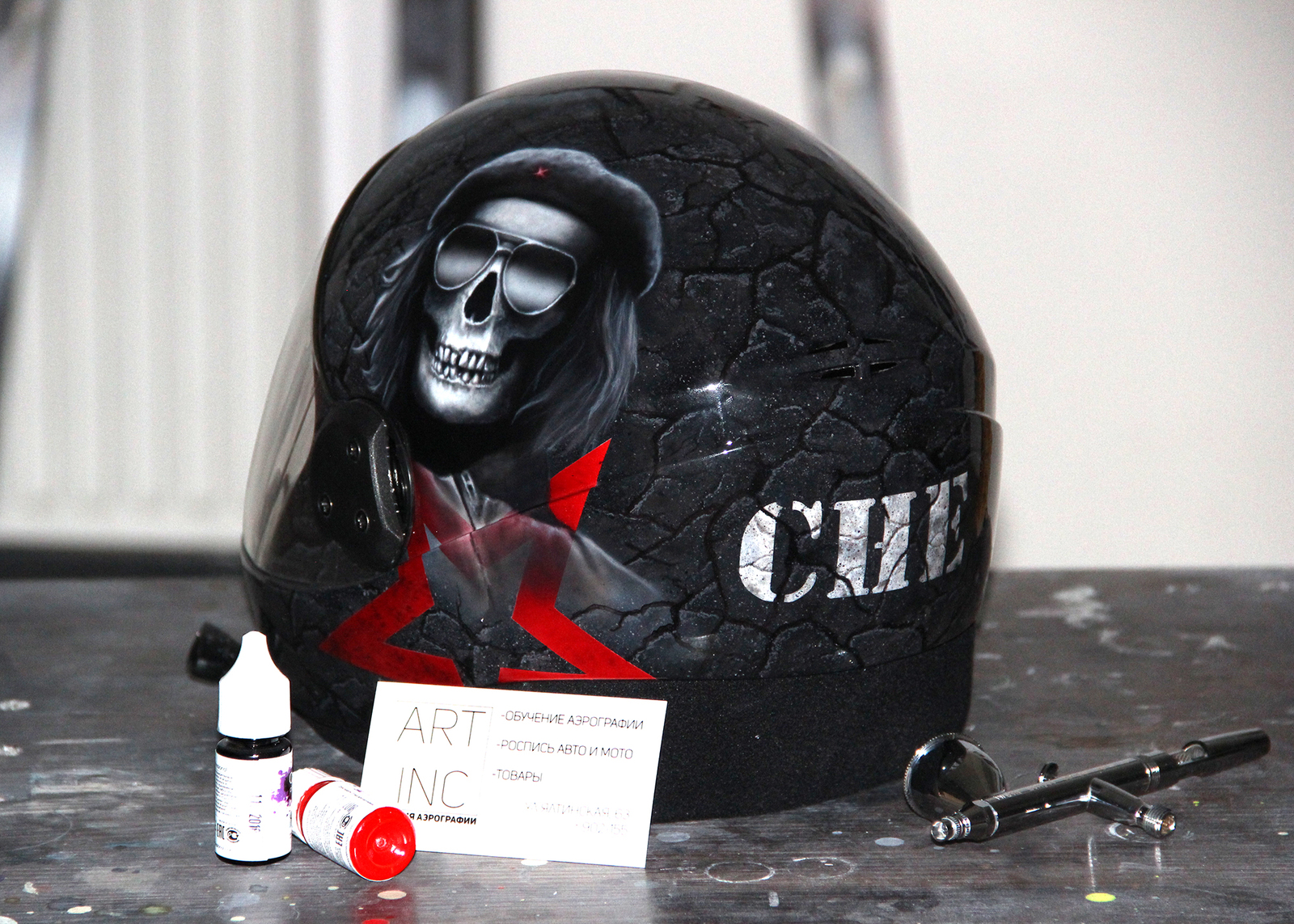 Airbrushing on the helmet Che - My, Airbrushing, Helmet, Che, Drawing, Painting, Scull, Art39inc, Longpost