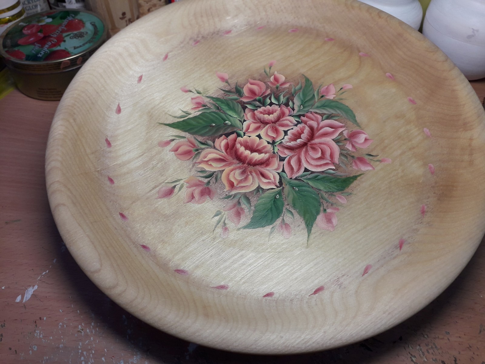 Plate in the technique of the Ural-Siberian painting - My, , Painting on wood, , Longpost