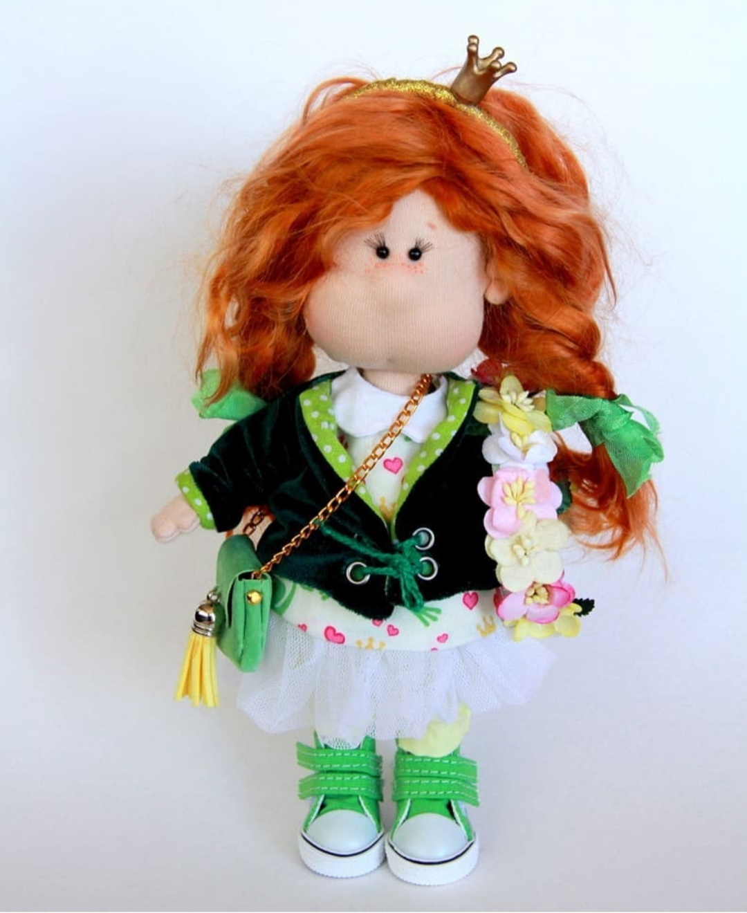 Princess Frog - My, Handmade, Doll, Textile doll, Needlework without process, Longpost