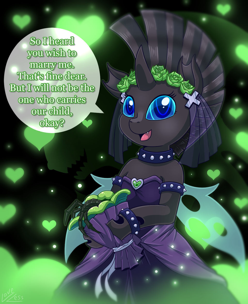 Wedding Dress - My little pony, Original character, Anthro, Changeling, Vavacung