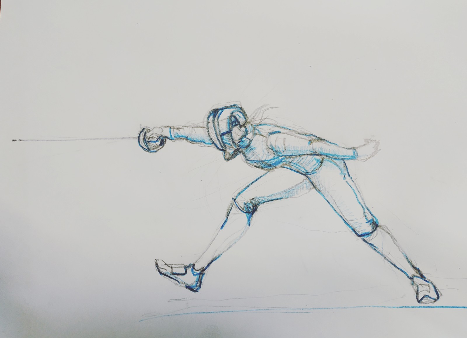 Sport fencing saber - My, , Drawing, Sketch, Fencing