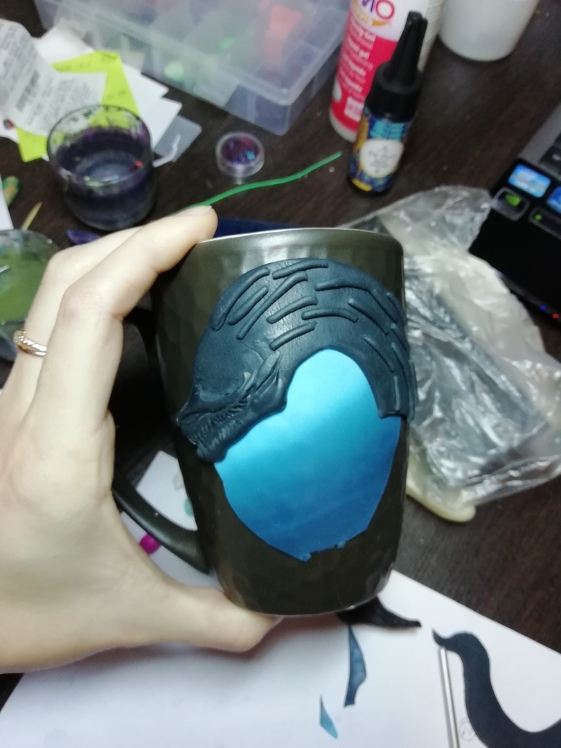 Birth Kindred from League of Legends - My, , Kindred, League of legends, Кружки, Polymer clay, Needlework with process, Handmade, Handmade, Longpost, Mug with decor