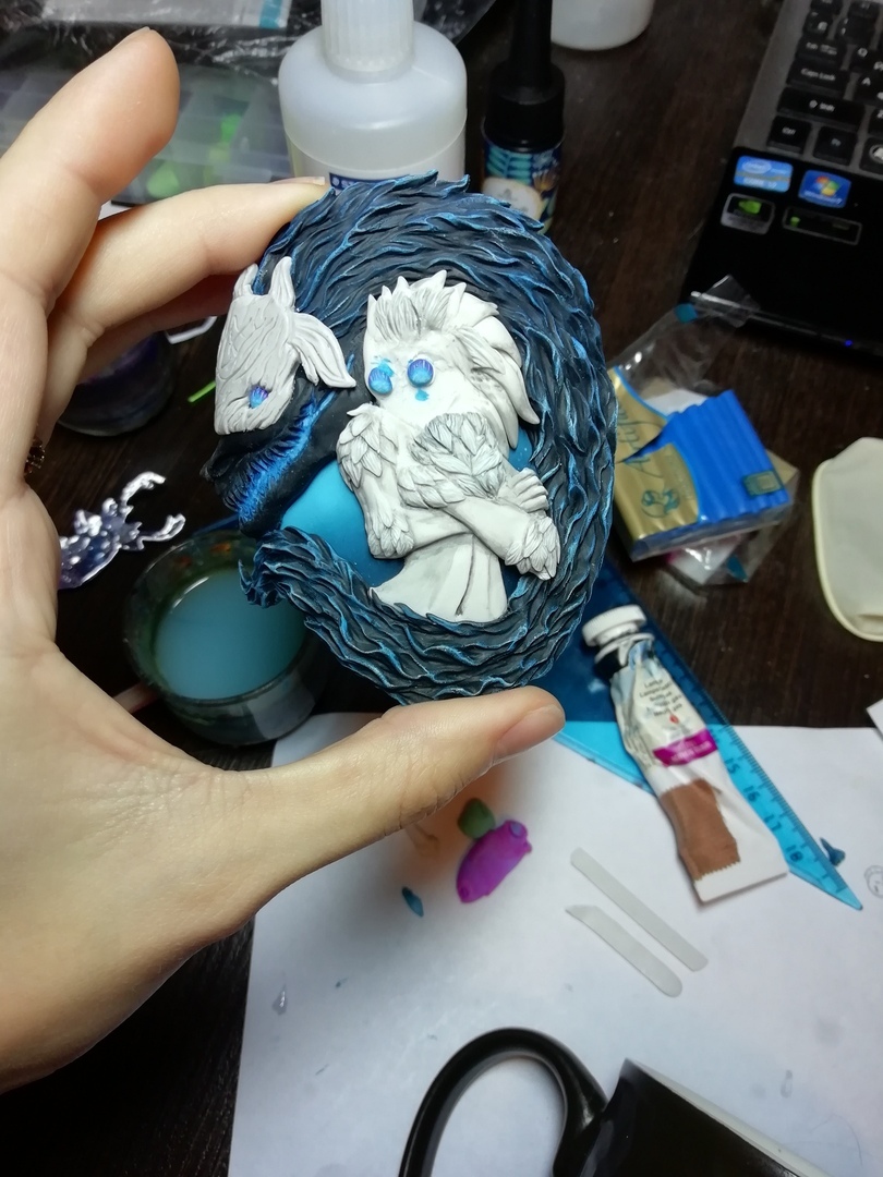 Birth Kindred from League of Legends - My, , Kindred, League of legends, Кружки, Polymer clay, Needlework with process, Handmade, Handmade, Longpost, Mug with decor