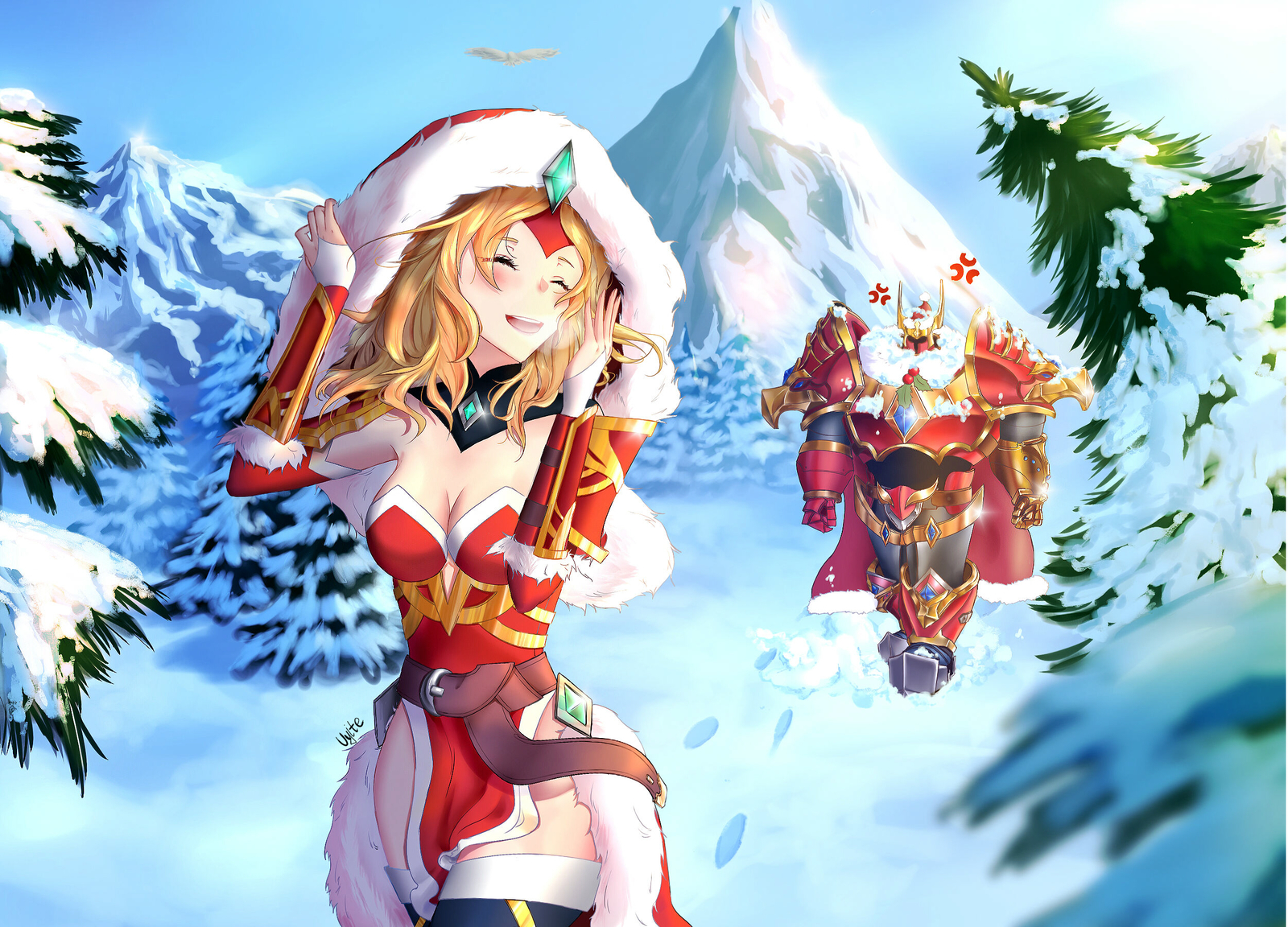 A bit of holiday spirit - My, Anime art, Paladins, Lian, Khan