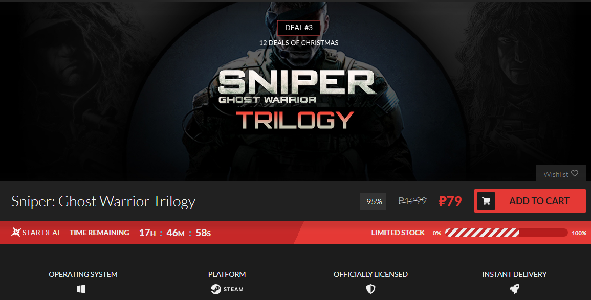 Almost a freebie: Sniper Ghost Warrior Trilogy on Fanatical for 79 re. - Распродажа, Steam, Freebie, Fanatical