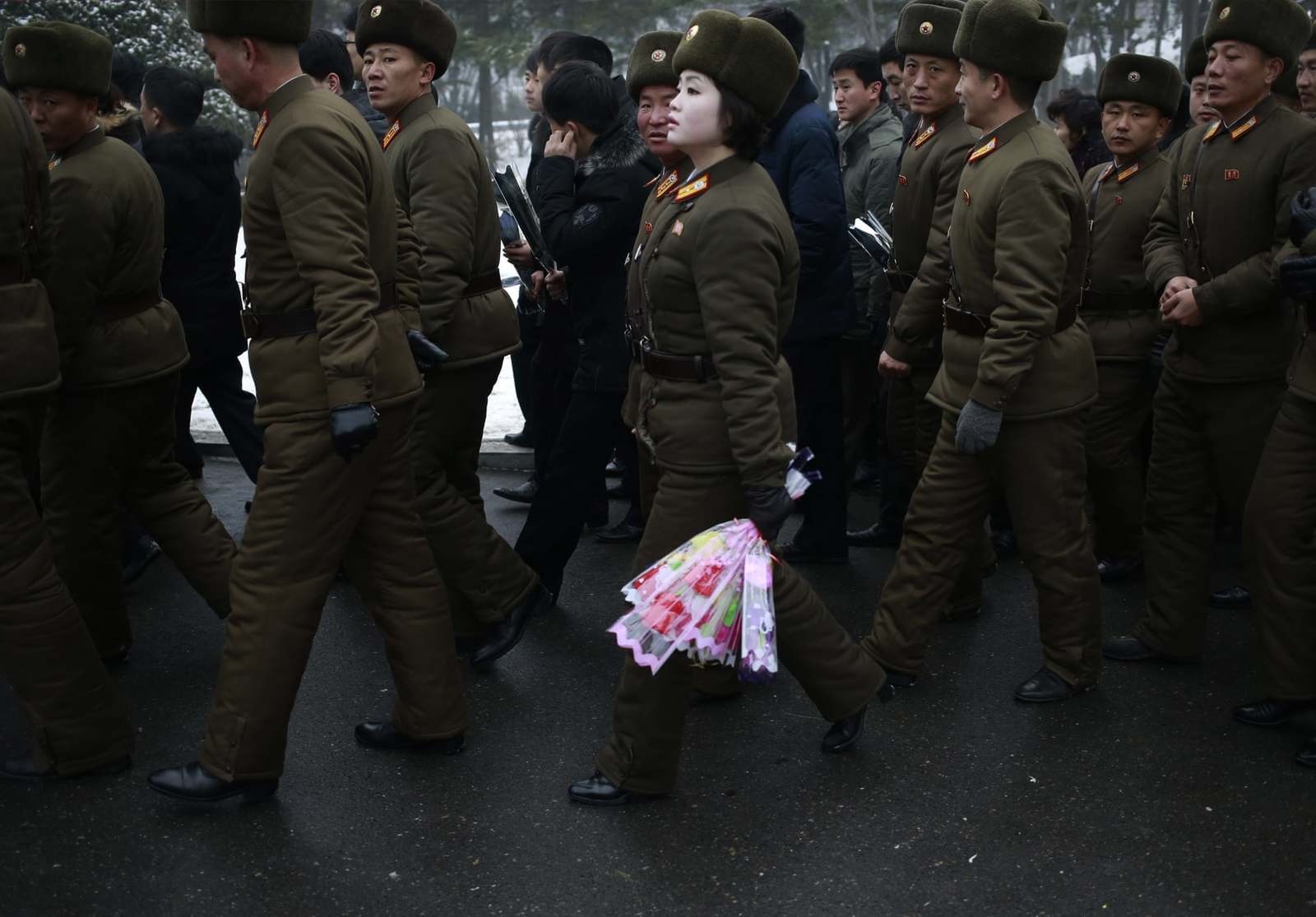 #girlsgirls - The photo, Flowers, Girls, Military, North Korea