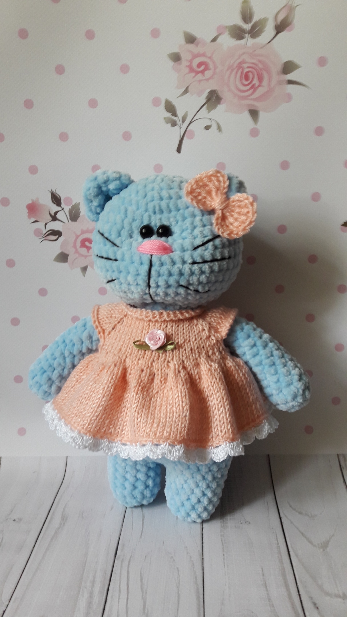 Lyalya kitty! - My, cat, Soft toy, Handmade, Knitting, Presents, New Year