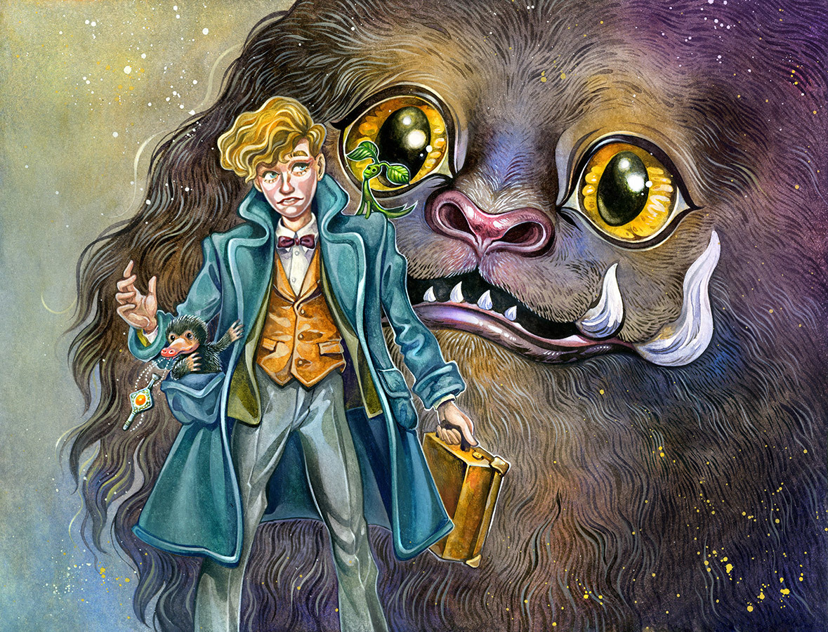 cute critters - My, Fantastic Beasts and Where to Find Them, Illustrations, Watercolor, Fan art