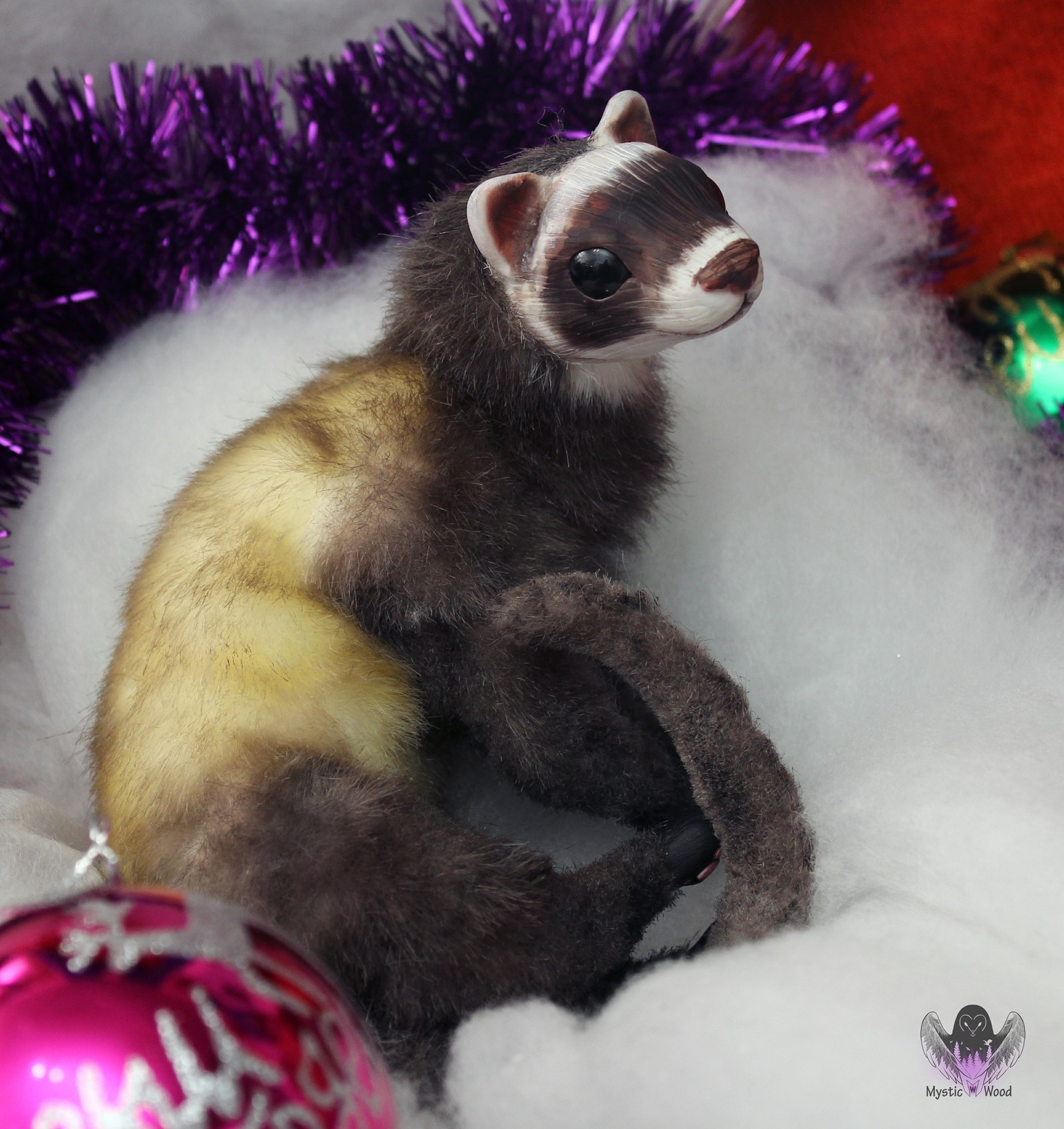 fluffy ferret - My, Ferret, Handmade, Polymer clay, Needlework without process, Longpost