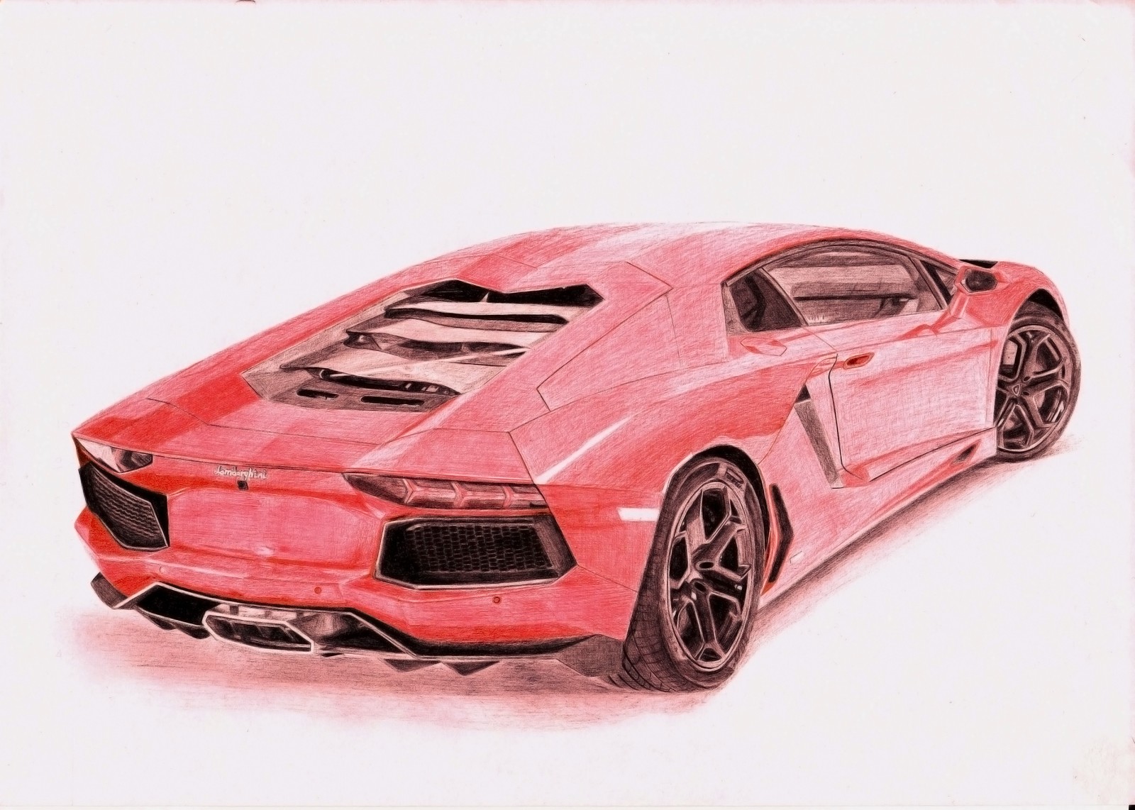 Lamborghini - My, Art, Drawing, Auto, Ball pen, Pen drawing, Lamborghini, Longpost, Sports car, Photorealism