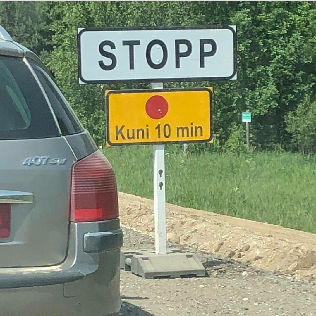 Somewhere in Estonia - My, Road sign, Estonia, Stop, Road, Auto