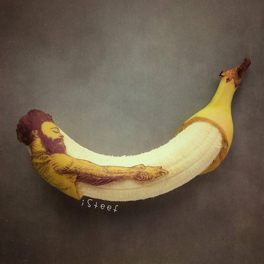 When just eating is boring - Banana, Art, Longpost