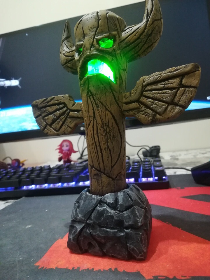 Nightlight - Healing totem / Hearthstone V2.0 - My, Polymer clay, , Creation, Hearthstone, Warcraft, Peekaboo, Interesting, Longpost