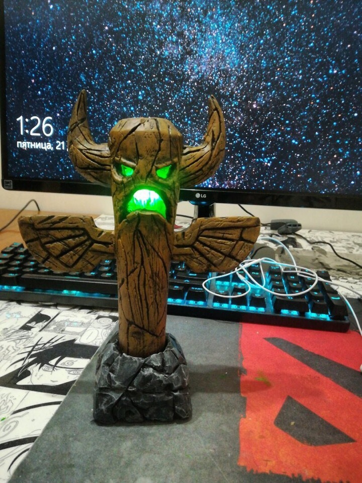 Nightlight - Healing totem / Hearthstone V2.0 - My, Polymer clay, , Creation, Hearthstone, Warcraft, Peekaboo, Interesting, Longpost