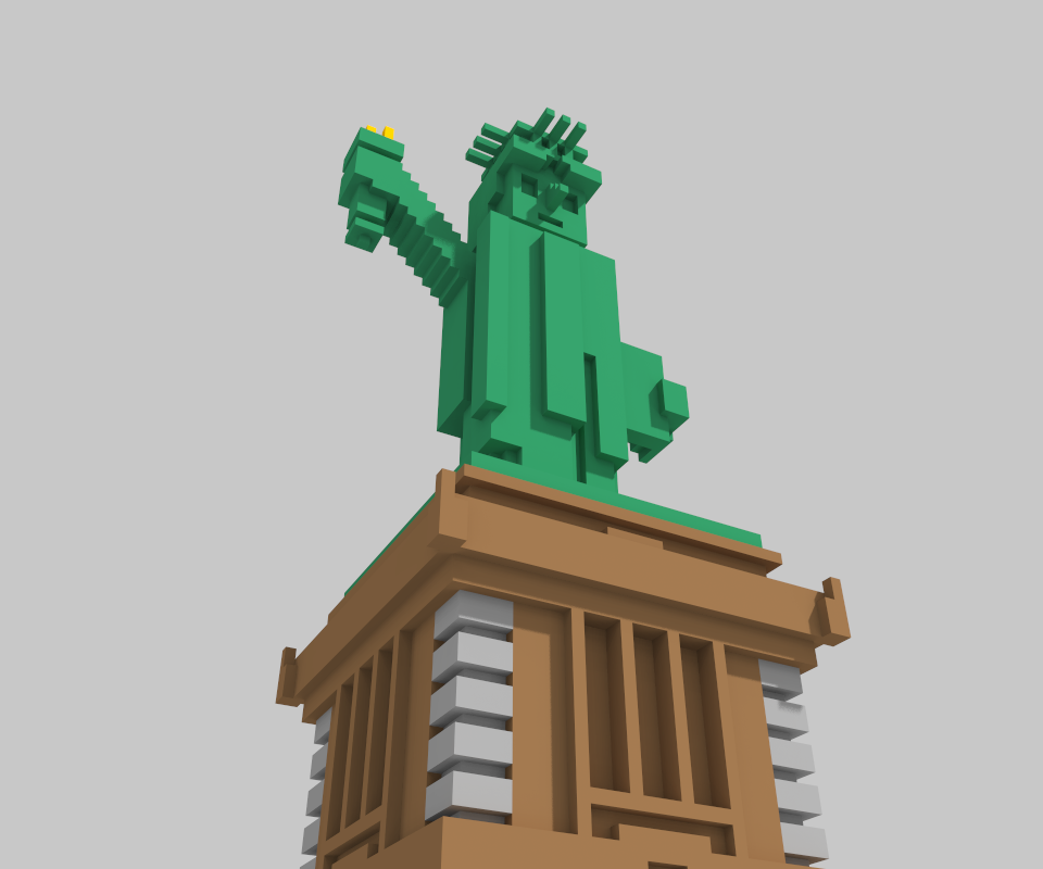 Statue of Liberty - My, Statue of Liberty, Voxelking, , USA, Magicavoxel, Longpost, Voxelart