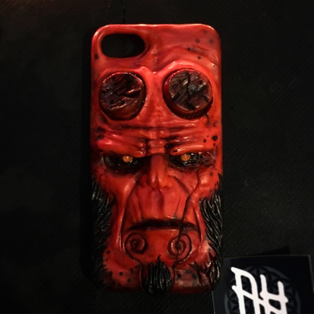 Case for iPhone 7, according to your favorite hellboy - My, Hellboy, Needlework without process, Needlework, Polymer clay, Case, Video, Longpost