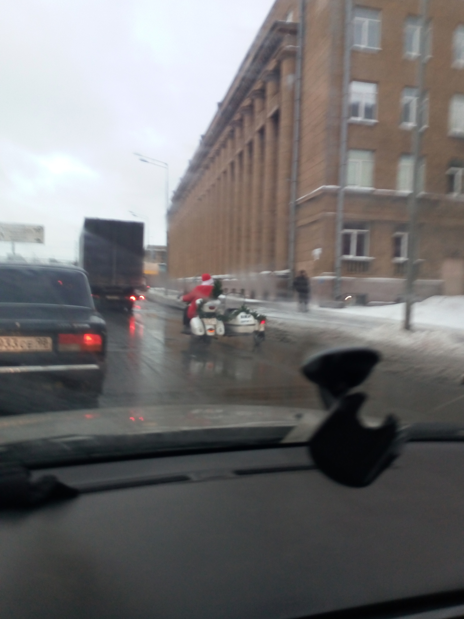 Hello Dedushka Moroz! - My, New Year, Saint Petersburg, Father Frost, Motorcyclist, Longpost, Motorcyclists