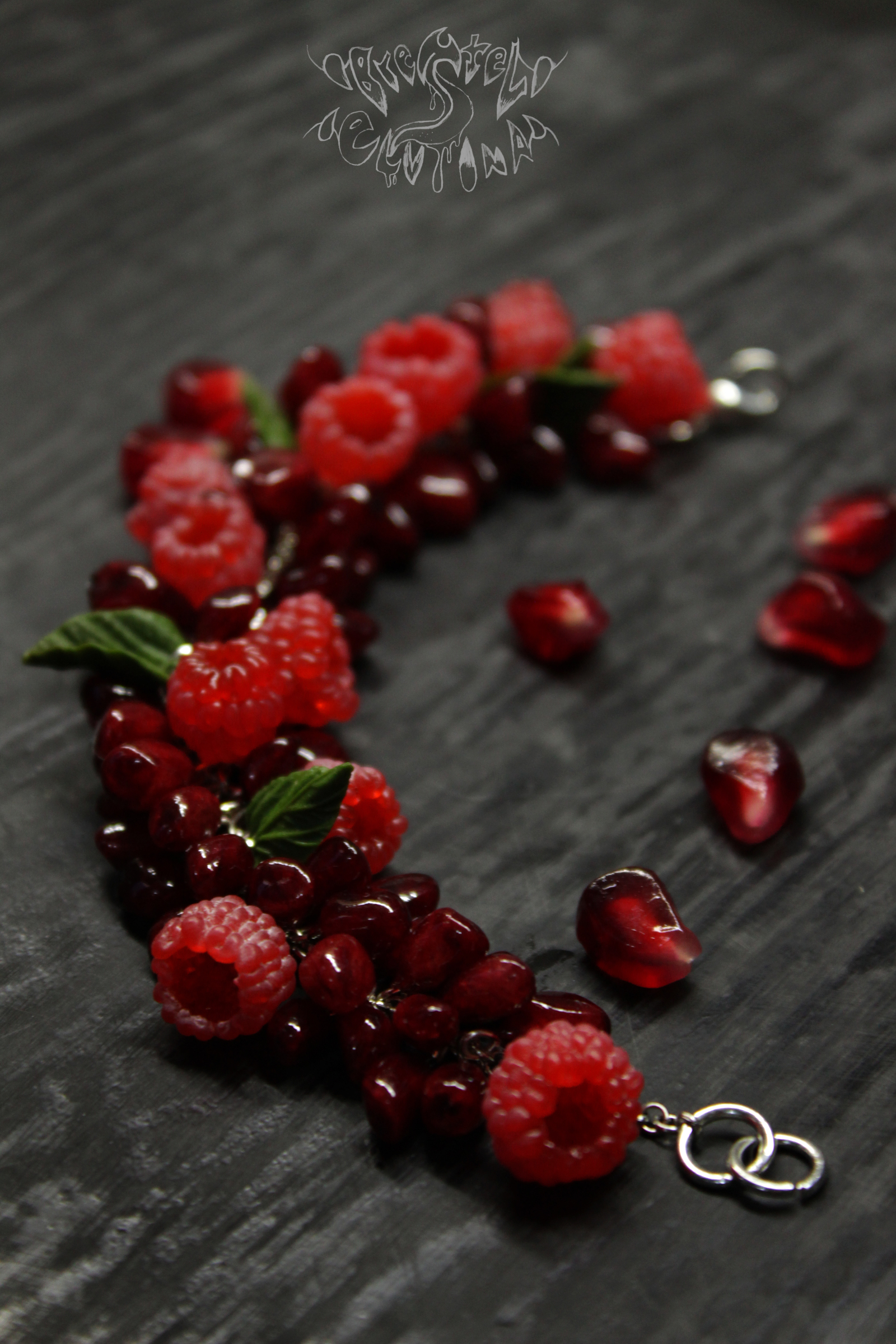 Garnet and crimson bracelet - My, Polymer clay, Yummy, Raspberries, Longpost