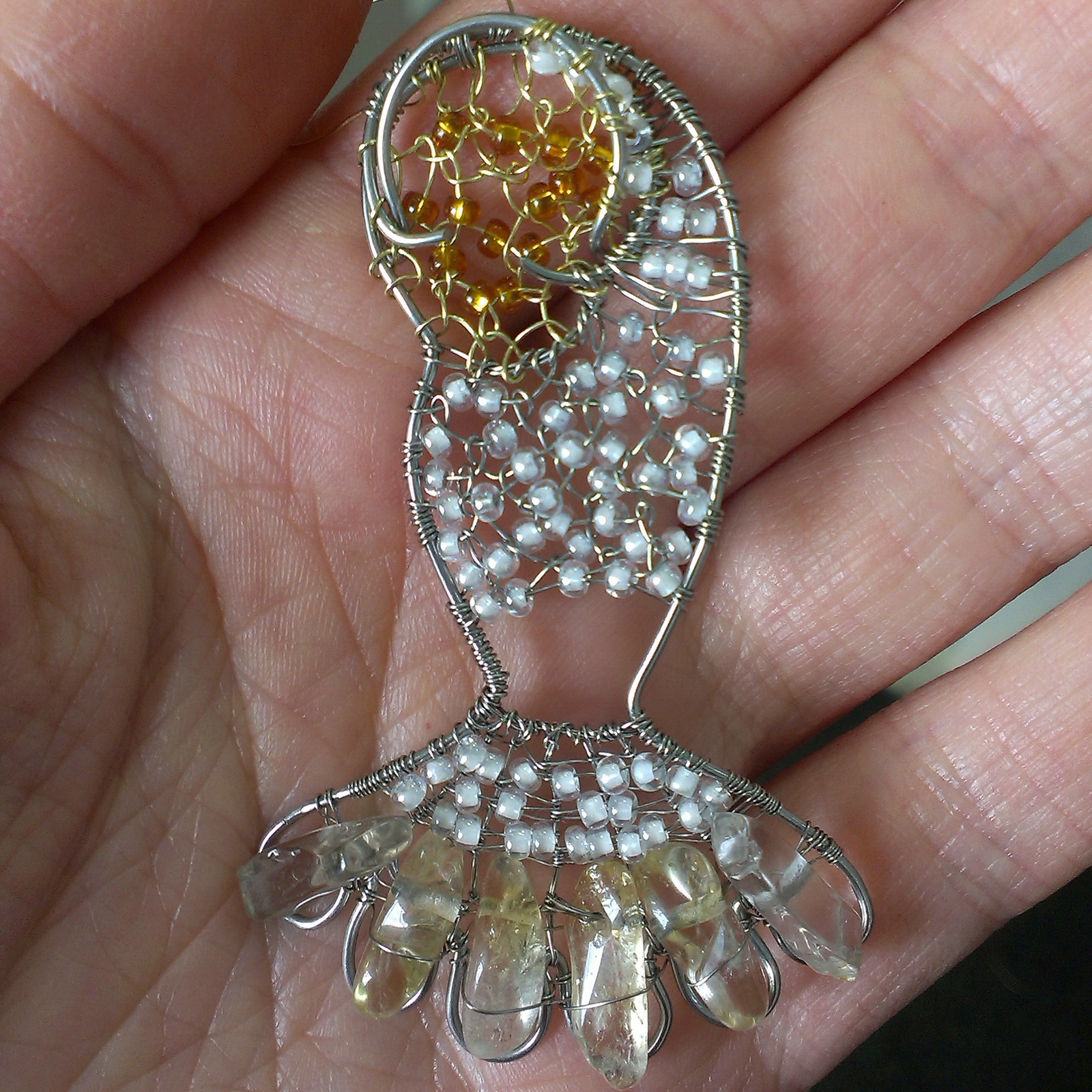 My wire creature. Owl - My, Needlework with process, Owl, Wire jewelry, Wire wrap, Decoration, Longpost