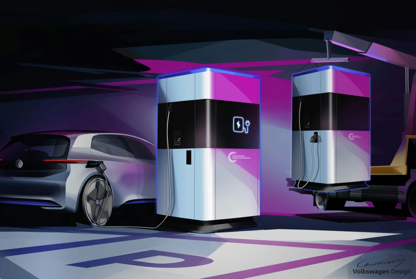 VW unveils new 360 kWh mobile charging station - My, Electric car, , Volkswagen, Charger, Charger, Longpost