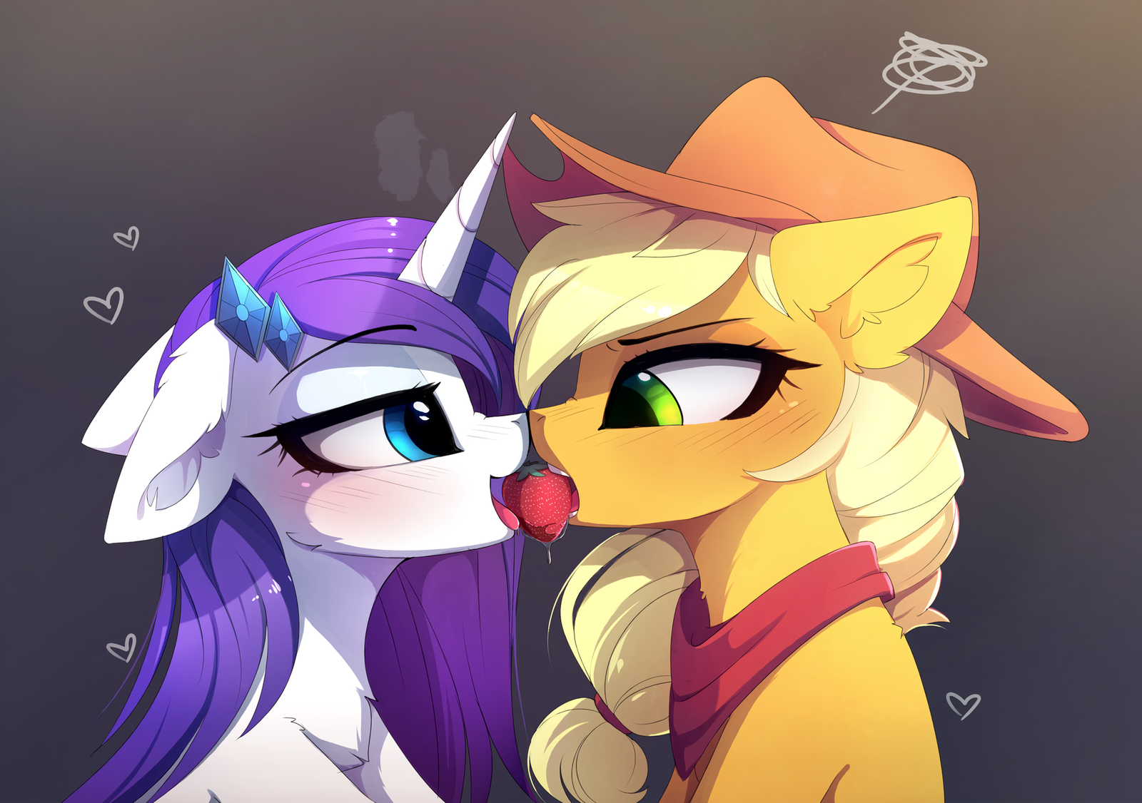 Strawberry - My little pony, Rarity, Applejack, Shipping, MLP Lesbian, Strawberry, Magnaluna, MLP Edge