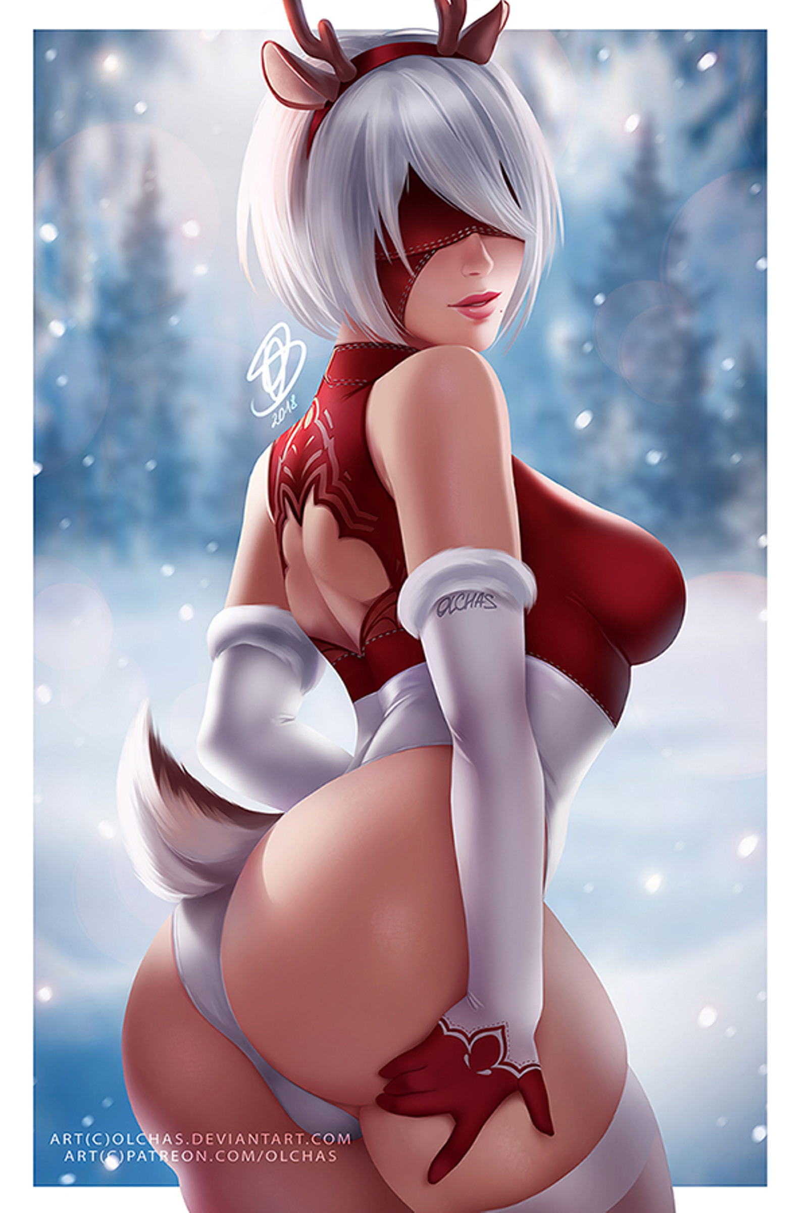 XMas 2B Art - Арт, Olchas, NIER Automata, NIER, Yorha unit No 2 type B, Девушки